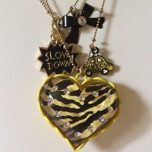 Betsey Johnson taxi zebra necklace vintage